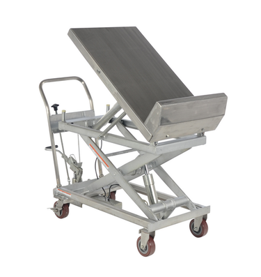 Partially Stainless Steel Lift and Tilt Carts with Sequence Select 22 In. x 33-1/2 In. 1000 Lb. Capacity Blue